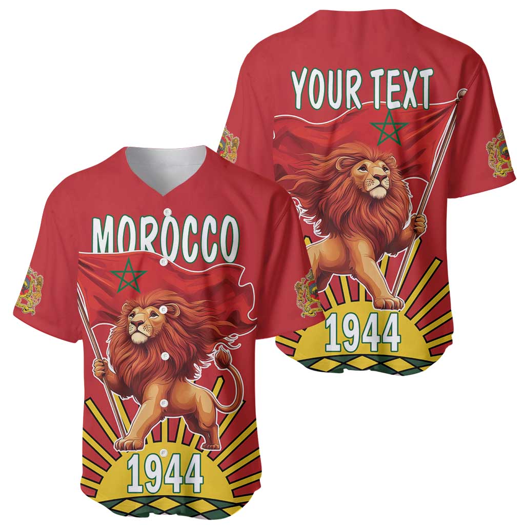 Personalized Morocco Proclamation Day 1944 Baseball Jersey Barbary Lion With Flag - Wonder Print Shop
