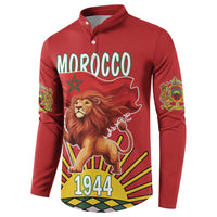 Personalized Morocco Proclamation Day 1944 Button Sweatshirt Barbary Lion With Flag - Wonder Print Shop