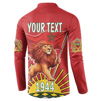 Personalized Morocco Proclamation Day 1944 Button Sweatshirt Barbary Lion With Flag - Wonder Print Shop