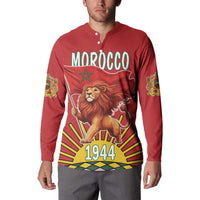 Personalized Morocco Proclamation Day 1944 Button Sweatshirt Barbary Lion With Flag - Wonder Print Shop