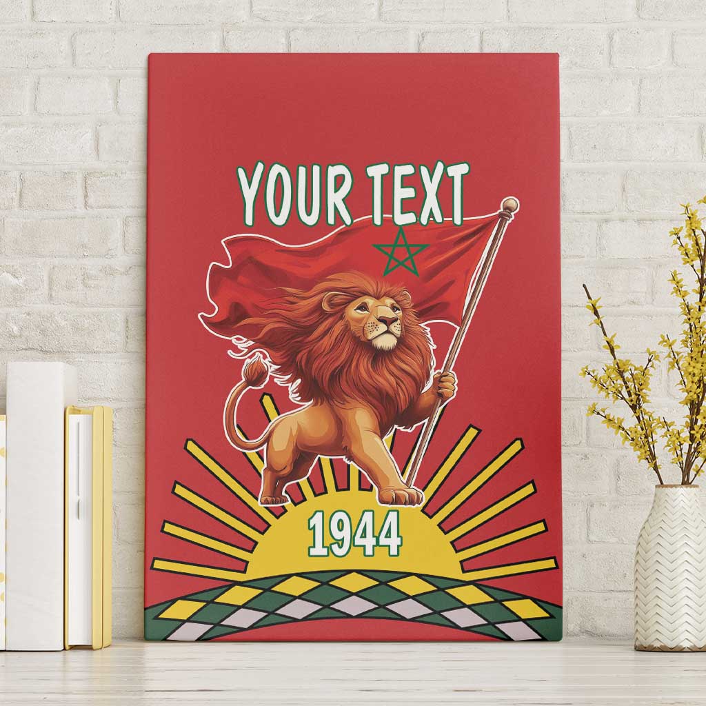 Personalized Morocco Proclamation Day 1944 Canvas Wall Art Barbary Lion With Flag - Wonder Print Shop