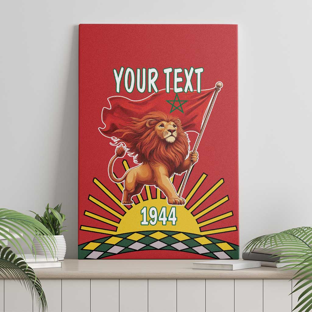 Personalized Morocco Proclamation Day 1944 Canvas Wall Art Barbary Lion With Flag - Wonder Print Shop