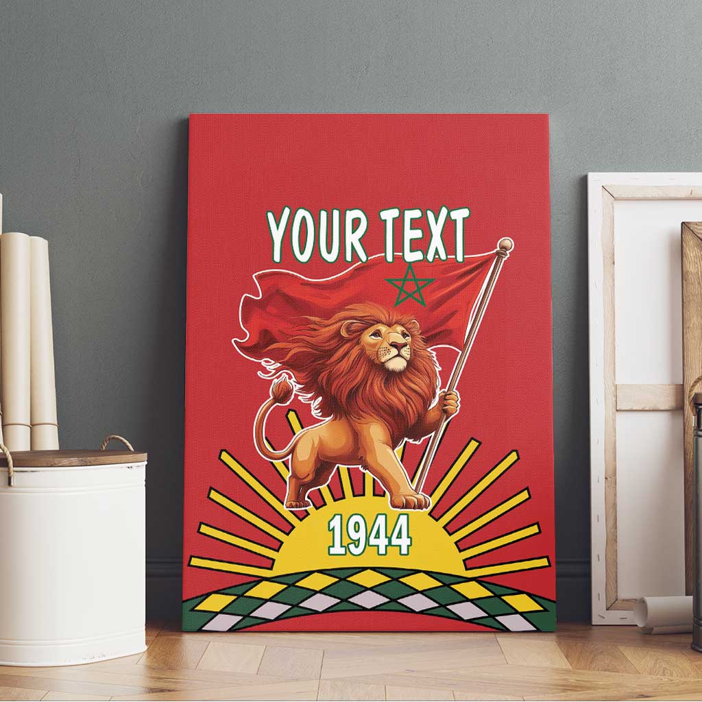 Personalized Morocco Proclamation Day 1944 Canvas Wall Art Barbary Lion With Flag - Wonder Print Shop