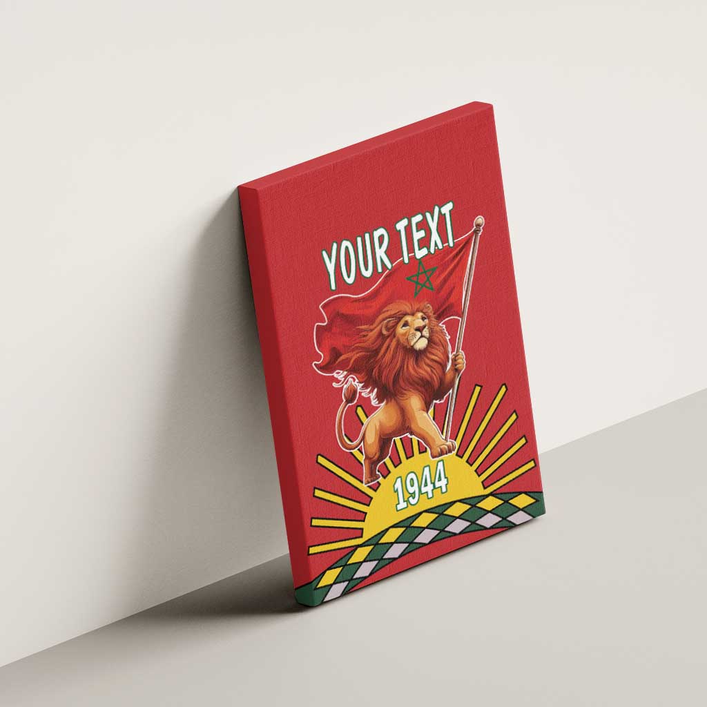 Personalized Morocco Proclamation Day 1944 Canvas Wall Art Barbary Lion With Flag - Wonder Print Shop