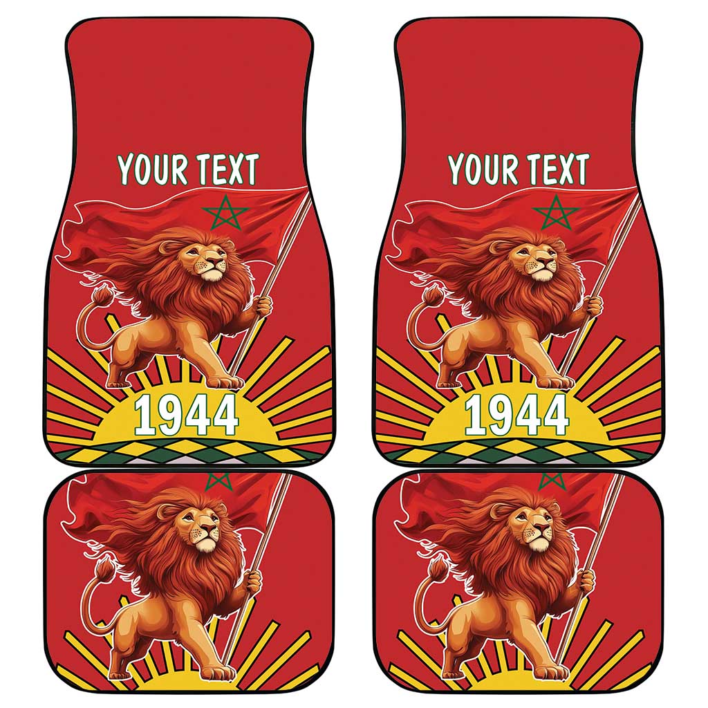 Personalized Morocco Proclamation Day 1944 Car Mats Barbary Lion With Flag - Wonder Print Shop