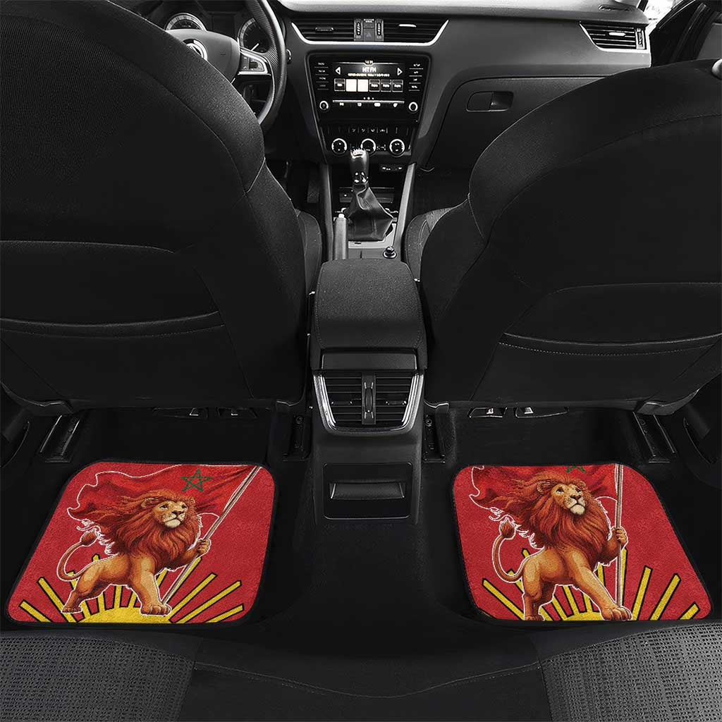 Personalized Morocco Proclamation Day 1944 Car Mats Barbary Lion With Flag - Wonder Print Shop