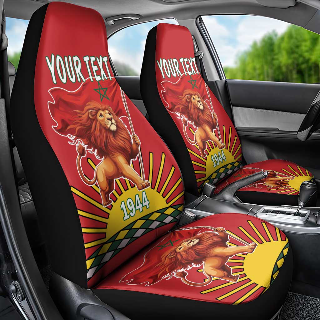 Personalized Morocco Proclamation Day 1944 Car Seat Cover Barbary Lion With Flag - Wonder Print Shop