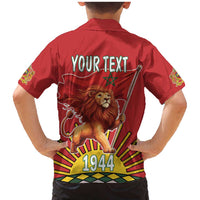 Personalized Morocco Proclamation Day 1944 Family Matching Mermaid Dress and Hawaiian Shirt Barbary Lion With Flag - Wonder Print Shop