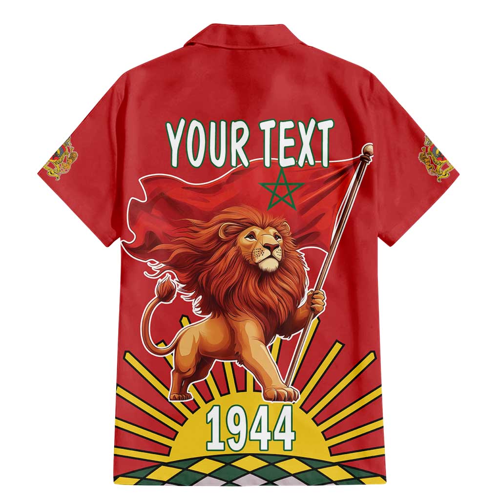 Personalized Morocco Proclamation Day 1944 Family Matching Mermaid Dress and Hawaiian Shirt Barbary Lion With Flag - Wonder Print Shop