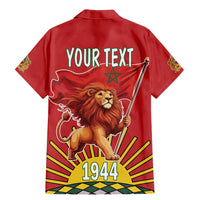 Personalized Morocco Proclamation Day 1944 Family Matching Mermaid Dress and Hawaiian Shirt Barbary Lion With Flag - Wonder Print Shop