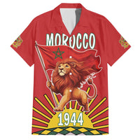 Personalized Morocco Proclamation Day 1944 Family Matching Off The Shoulder Long Sleeve Dress and Hawaiian Shirt Barbary Lion With Flag - Wonder Print Shop