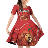 Personalized Morocco Proclamation Day 1944 Family Matching Off Shoulder Short Dress and Hawaiian Shirt Barbary Lion With Flag - Wonder Print Shop