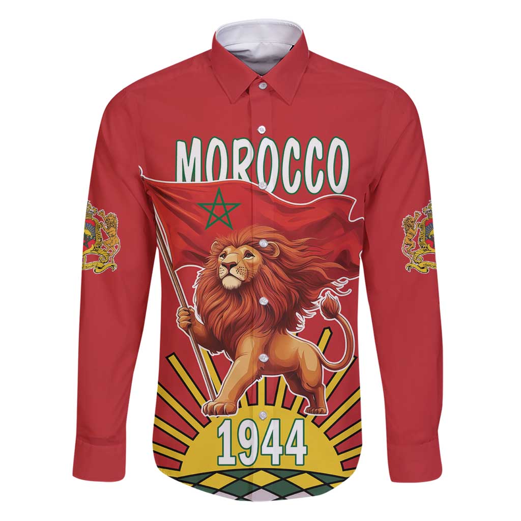 Personalized Morocco Proclamation Day 1944 Family Matching Puletasi and Hawaiian Shirt Barbary Lion With Flag - Wonder Print Shop
