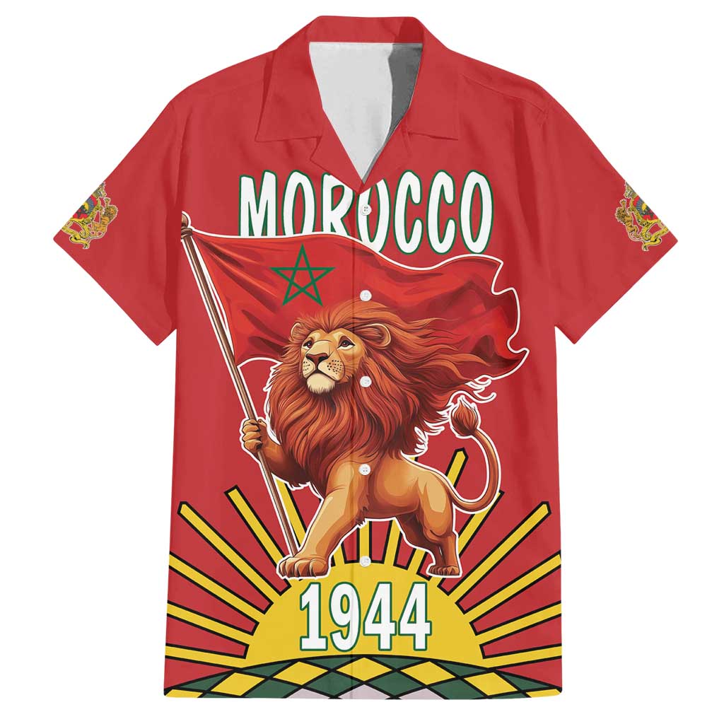 Personalized Morocco Proclamation Day 1944 Family Matching Summer Maxi Dress and Hawaiian Shirt Barbary Lion With Flag - Wonder Print Shop
