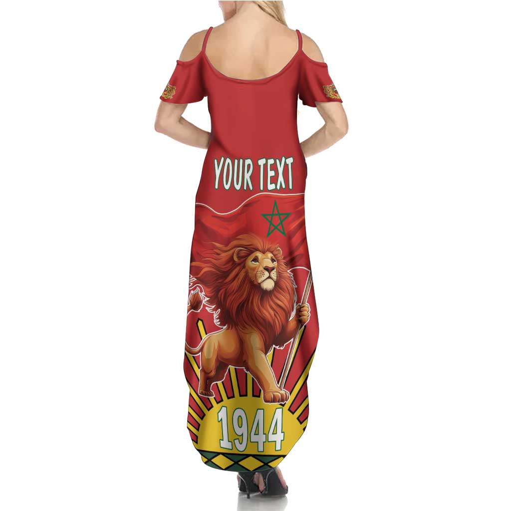 Personalized Morocco Proclamation Day 1944 Family Matching Summer Maxi Dress and Hawaiian Shirt Barbary Lion With Flag - Wonder Print Shop