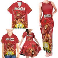 Personalized Morocco Proclamation Day 1944 Family Matching Tank Maxi Dress and Hawaiian Shirt Barbary Lion With Flag - Wonder Print Shop