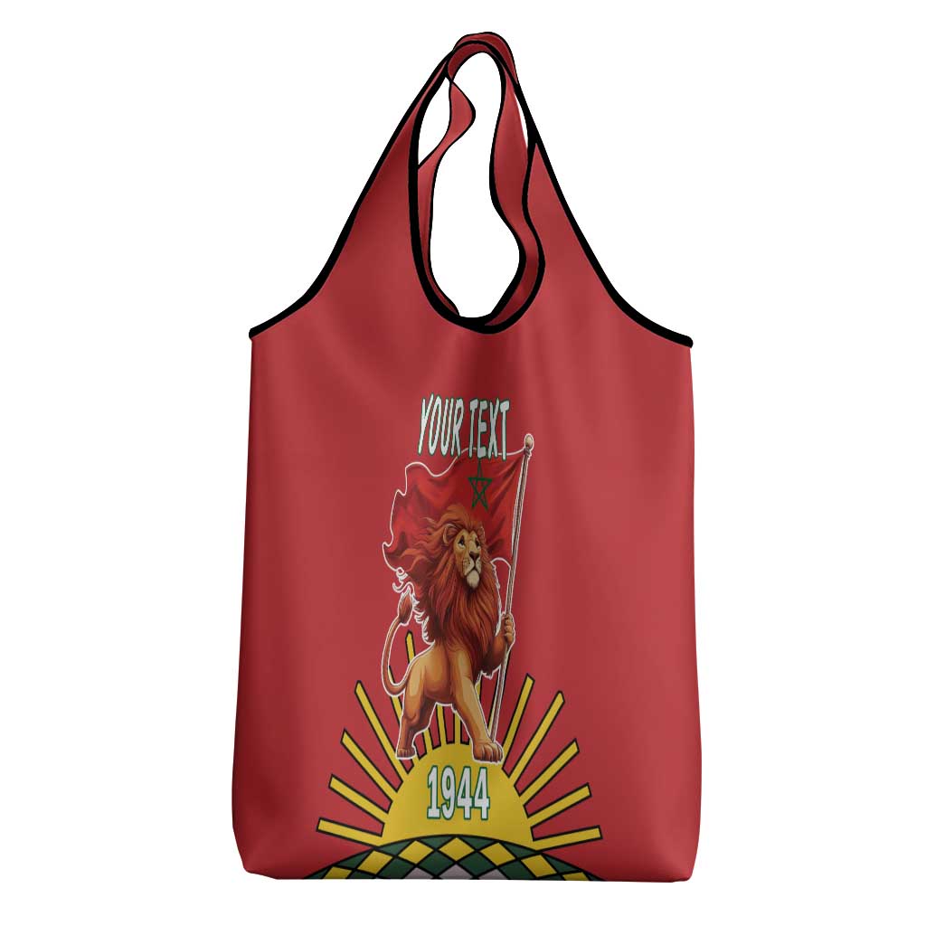 Personalized Morocco Proclamation Day 1944 Grocery Bag Barbary Lion With Flag