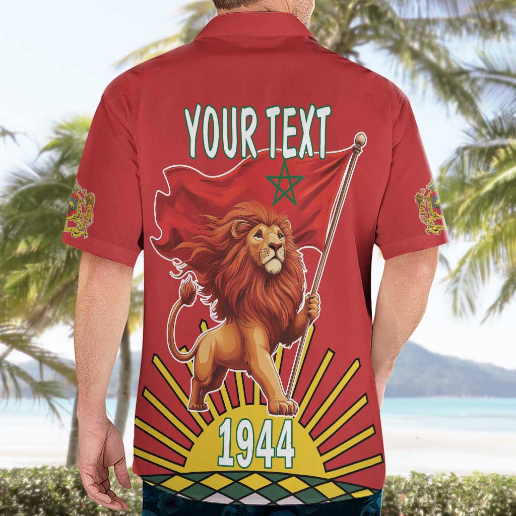 Personalized Morocco Proclamation Day 1944 Hawaiian Shirt Barbary Lion With Flag - Wonder Print Shop