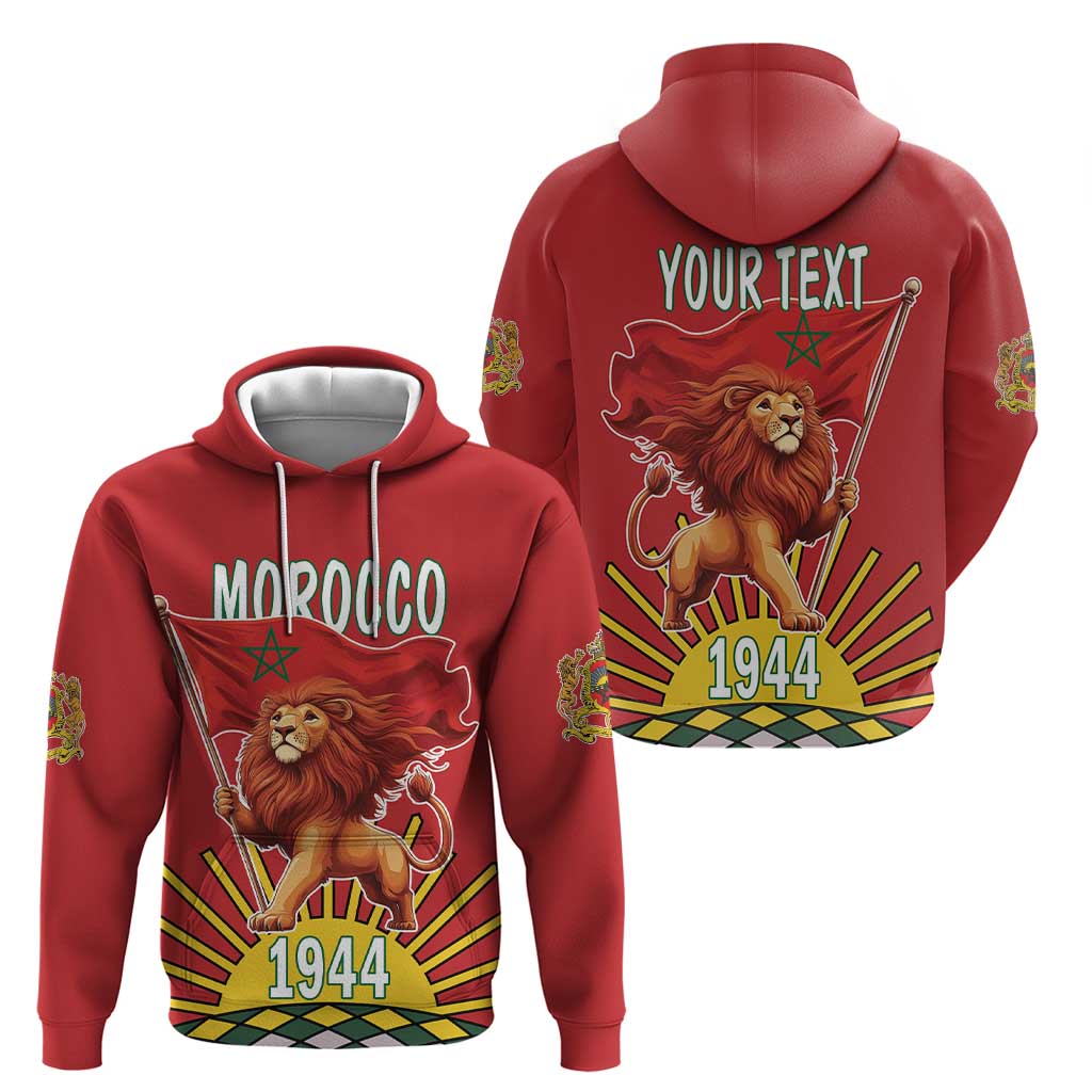Personalized Morocco Proclamation Day 1944 Hoodie Barbary Lion With Flag - Wonder Print Shop