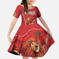 Personalized Morocco Proclamation Day 1944 Kid Short Sleeve Dress Barbary Lion With Flag - Wonder Print Shop