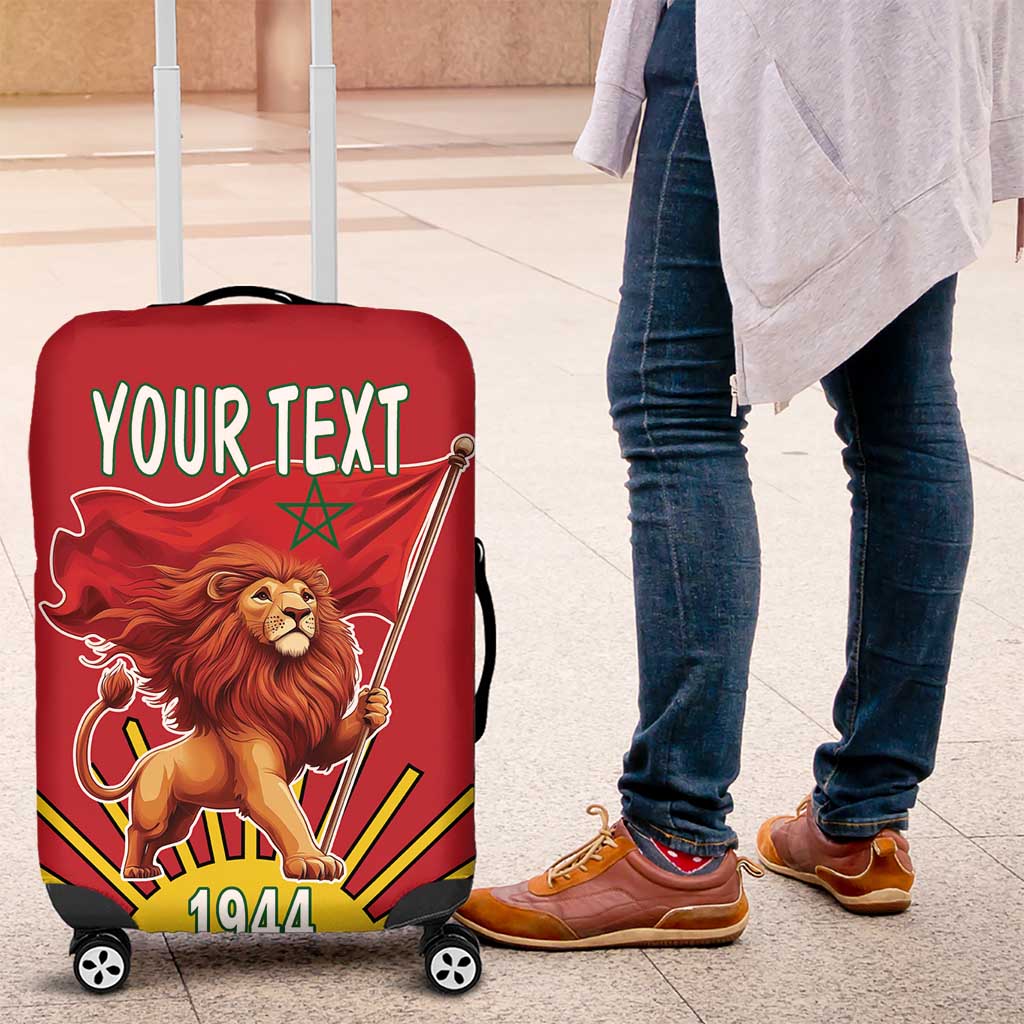 Personalized Morocco Proclamation Day 1944 Luggage Cover Barbary Lion With Flag - Wonder Print Shop