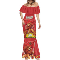Personalized Morocco Proclamation Day 1944 Mermaid Dress Barbary Lion With Flag - Wonder Print Shop