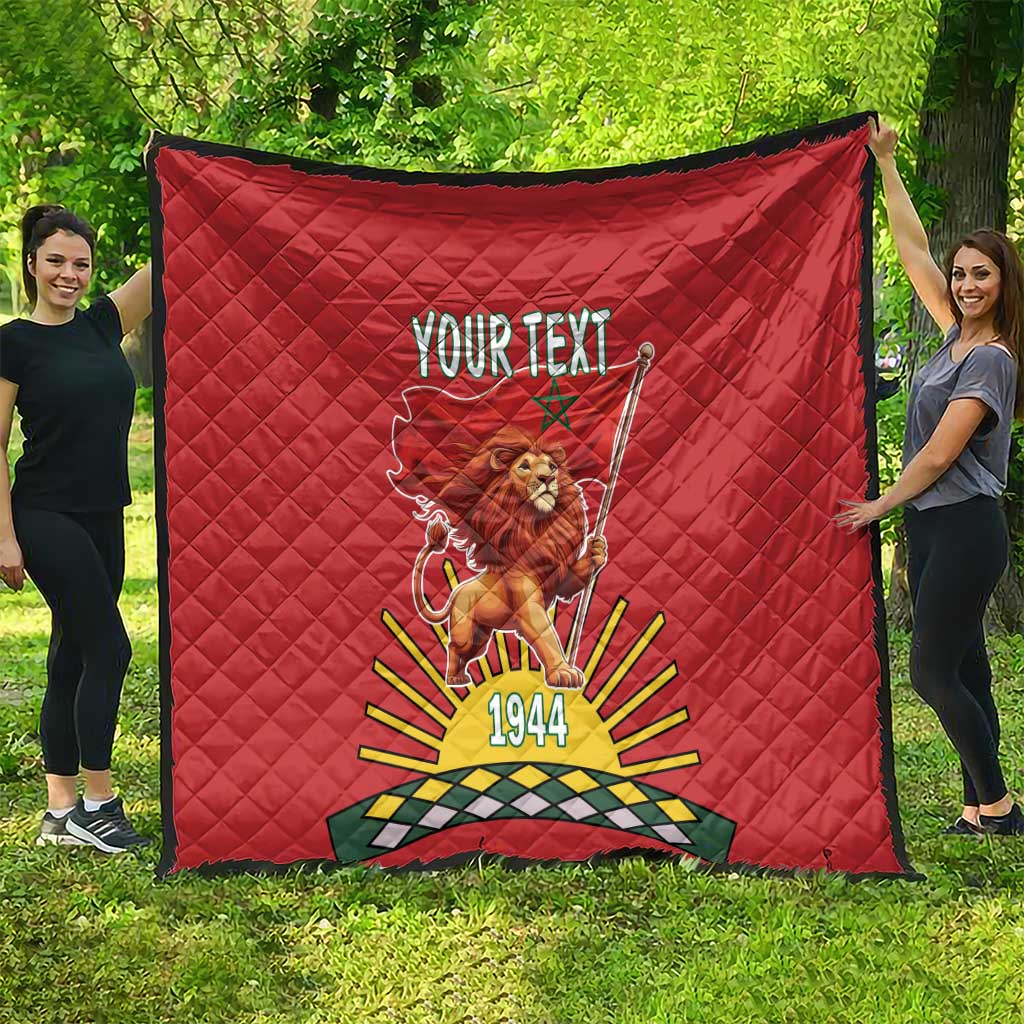 Personalized Morocco Proclamation Day 1944 Quilt Barbary Lion With Flag - Wonder Print Shop