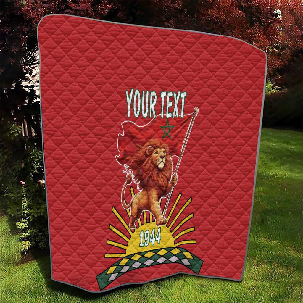 Personalized Morocco Proclamation Day 1944 Quilt Barbary Lion With Flag - Wonder Print Shop