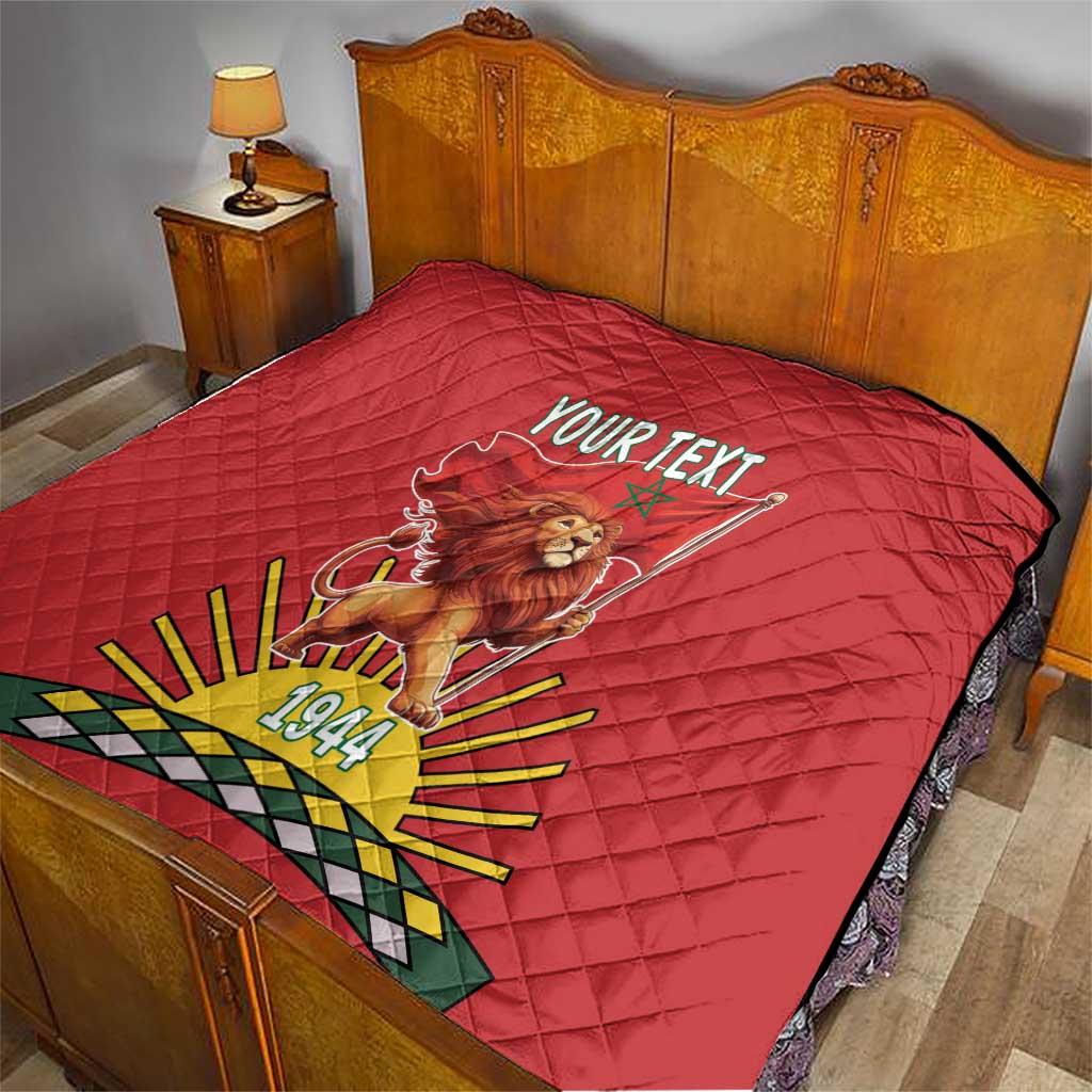 Personalized Morocco Proclamation Day 1944 Quilt Barbary Lion With Flag - Wonder Print Shop