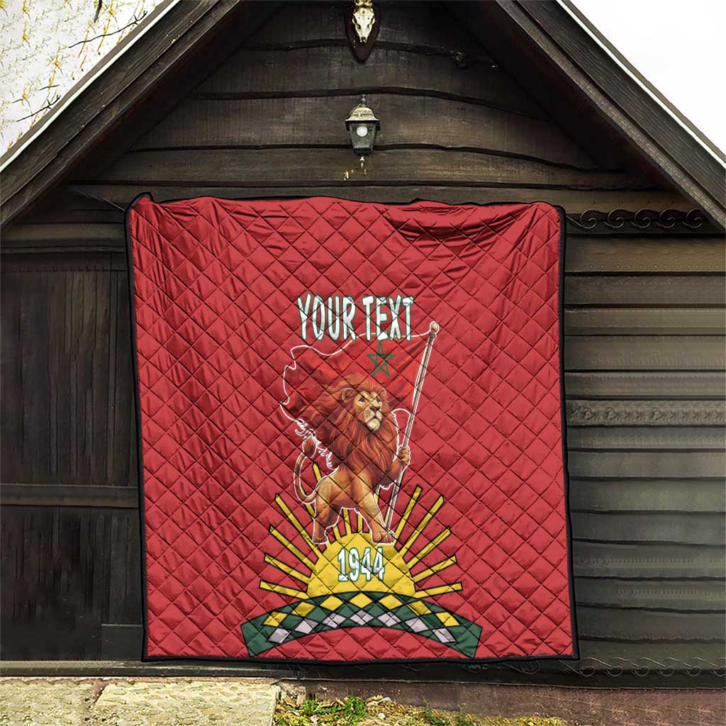 Personalized Morocco Proclamation Day 1944 Quilt Barbary Lion With Flag - Wonder Print Shop