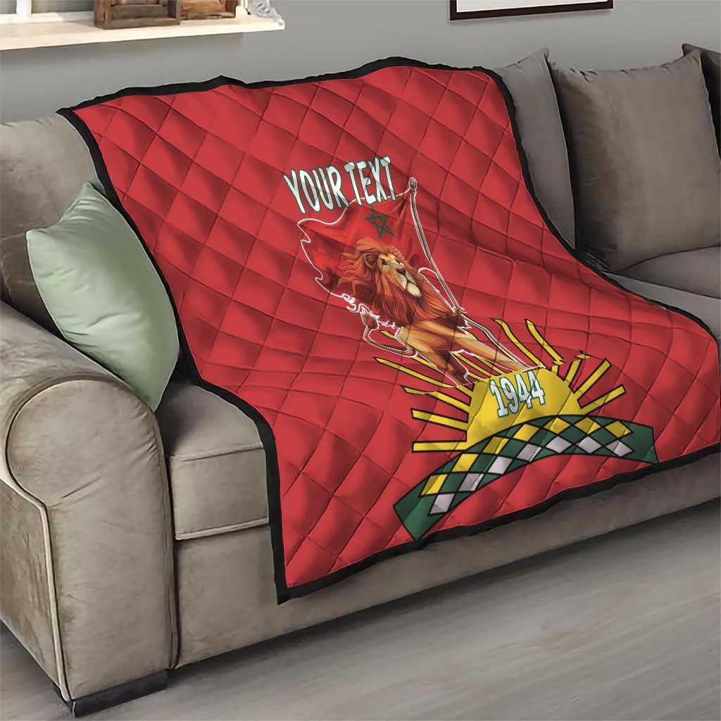 Personalized Morocco Proclamation Day 1944 Quilt Barbary Lion With Flag - Wonder Print Shop