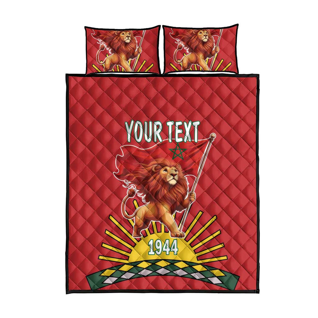 Personalized Morocco Proclamation Day 1944 Quilt Bed Set Barbary Lion With Flag - Wonder Print Shop