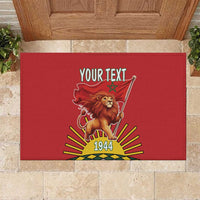 Personalized Morocco Proclamation Day 1944 Rubber Doormat Barbary Lion With Flag - Wonder Print Shop