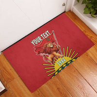 Personalized Morocco Proclamation Day 1944 Rubber Doormat Barbary Lion With Flag - Wonder Print Shop