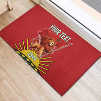 Personalized Morocco Proclamation Day 1944 Rubber Doormat Barbary Lion With Flag - Wonder Print Shop