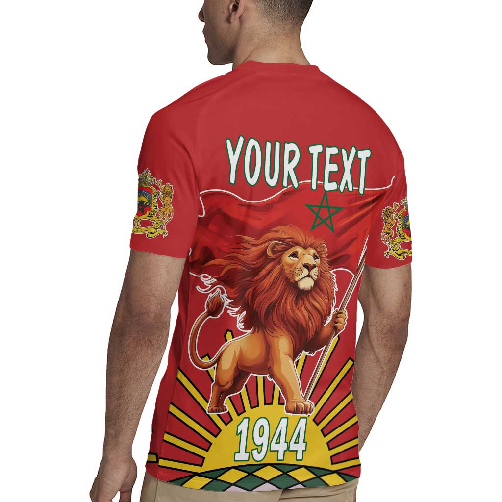 Personalized Morocco Proclamation Day 1944 Rugby Jersey Barbary Lion With Flag - Wonder Print Shop