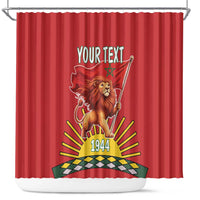 Personalized Morocco Proclamation Day 1944 Shower Curtain Barbary Lion With Flag