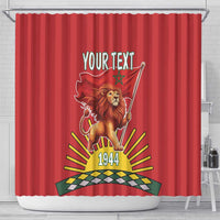 Personalized Morocco Proclamation Day 1944 Shower Curtain Barbary Lion With Flag