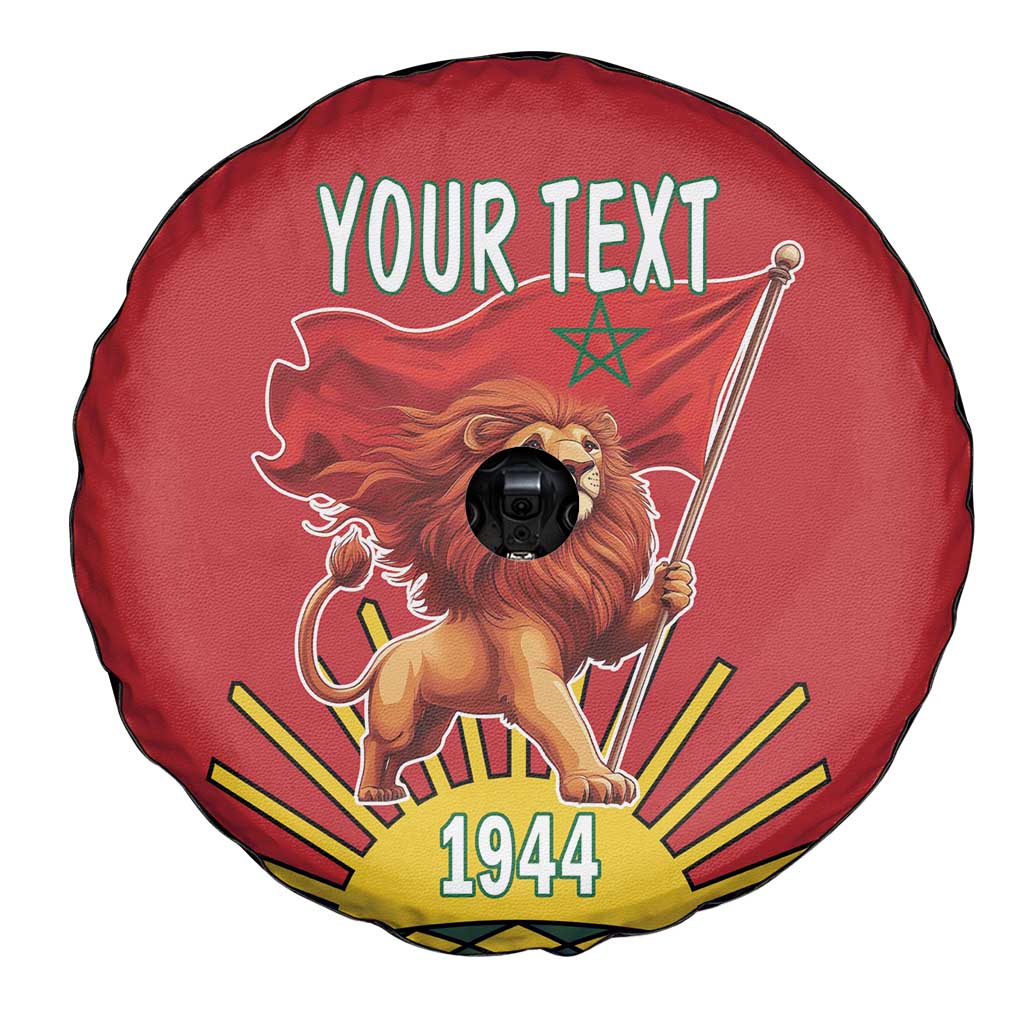 Personalized Morocco Proclamation Day 1944 Spare Tire Cover Barbary Lion With Flag - Wonder Print Shop