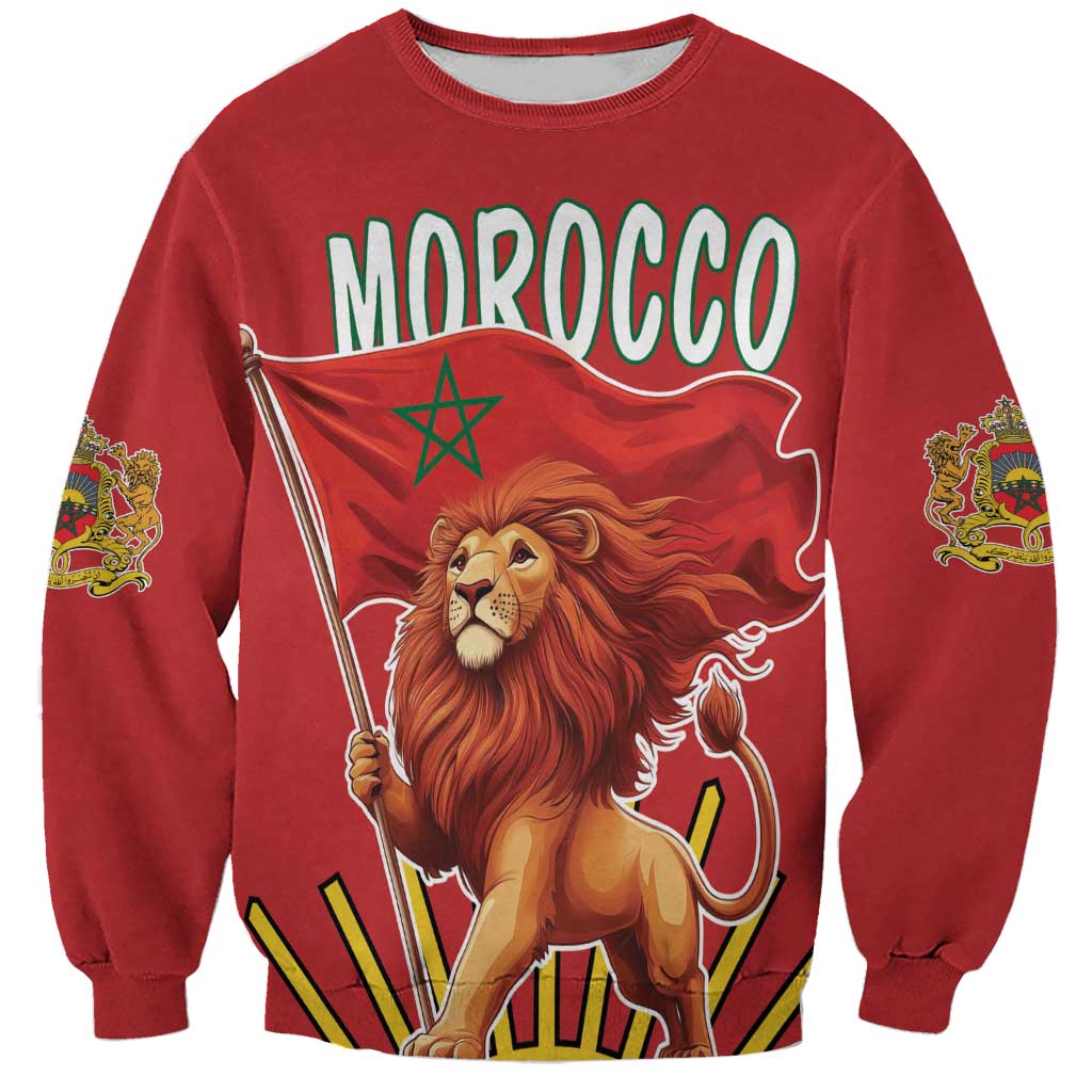 Personalized Morocco Proclamation Day 1944 Sweatshirt Barbary Lion With Flag - Wonder Print Shop