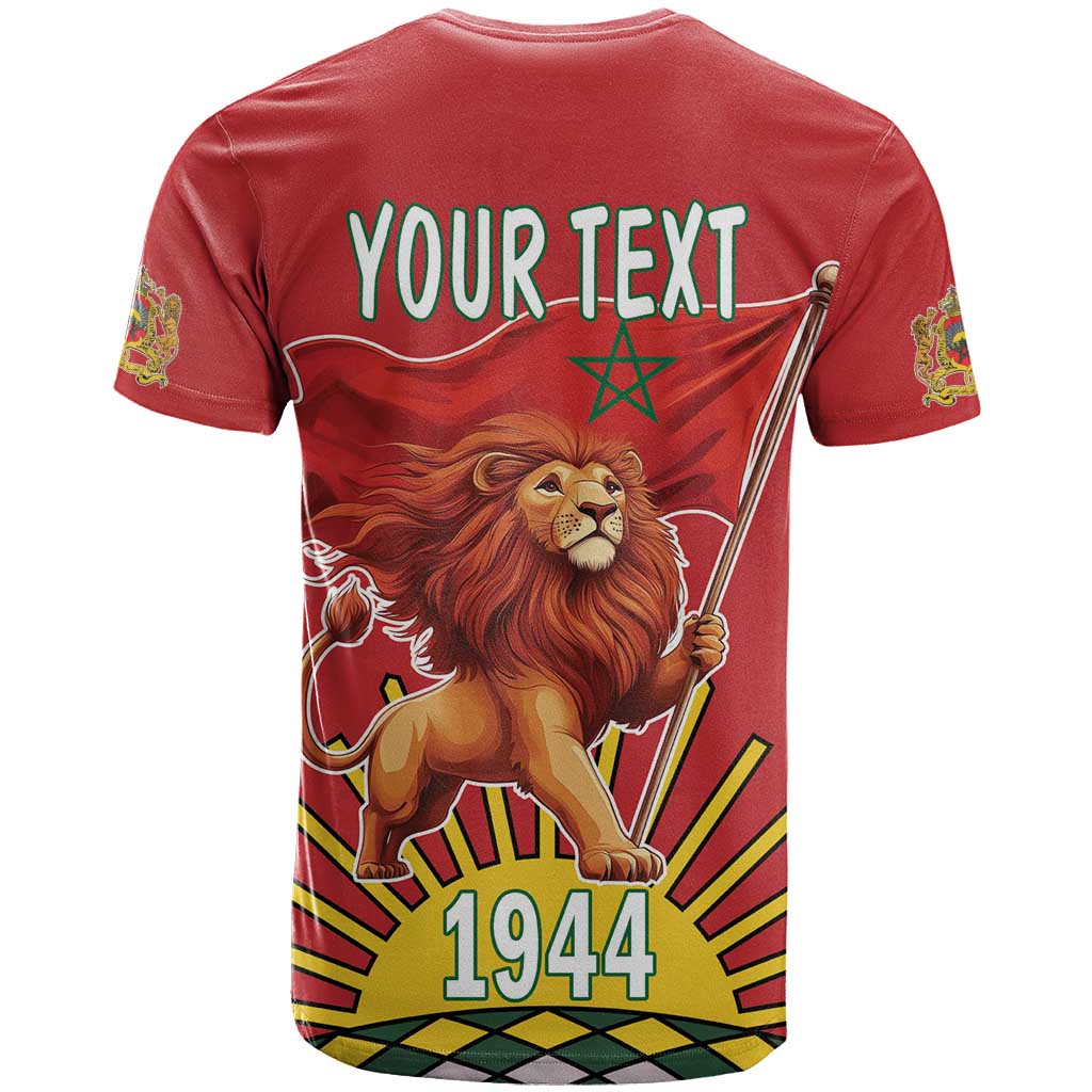 Personalized Morocco Proclamation Day 1944 T Shirt Barbary Lion With Flag - Wonder Print Shop