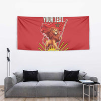 Personalized Morocco Proclamation Day 1944 Tapestry Barbary Lion With Flag - Wonder Print Shop