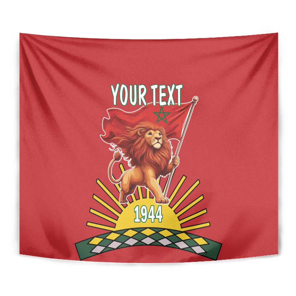 Personalized Morocco Proclamation Day 1944 Tapestry Barbary Lion With Flag - Wonder Print Shop