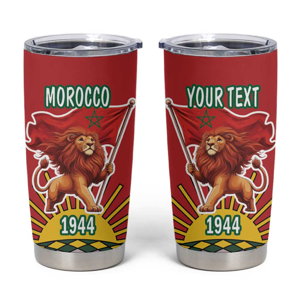 Personalized Morocco Proclamation Day 1944 Tumbler Cup Barbary Lion With Flag - Wonder Print Shop
