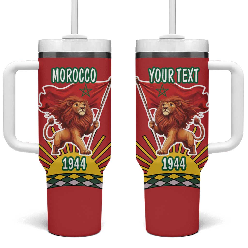 Personalized Morocco Proclamation Day 1944 Tumbler With Handle Barbary Lion With Flag - Wonder Print Shop
