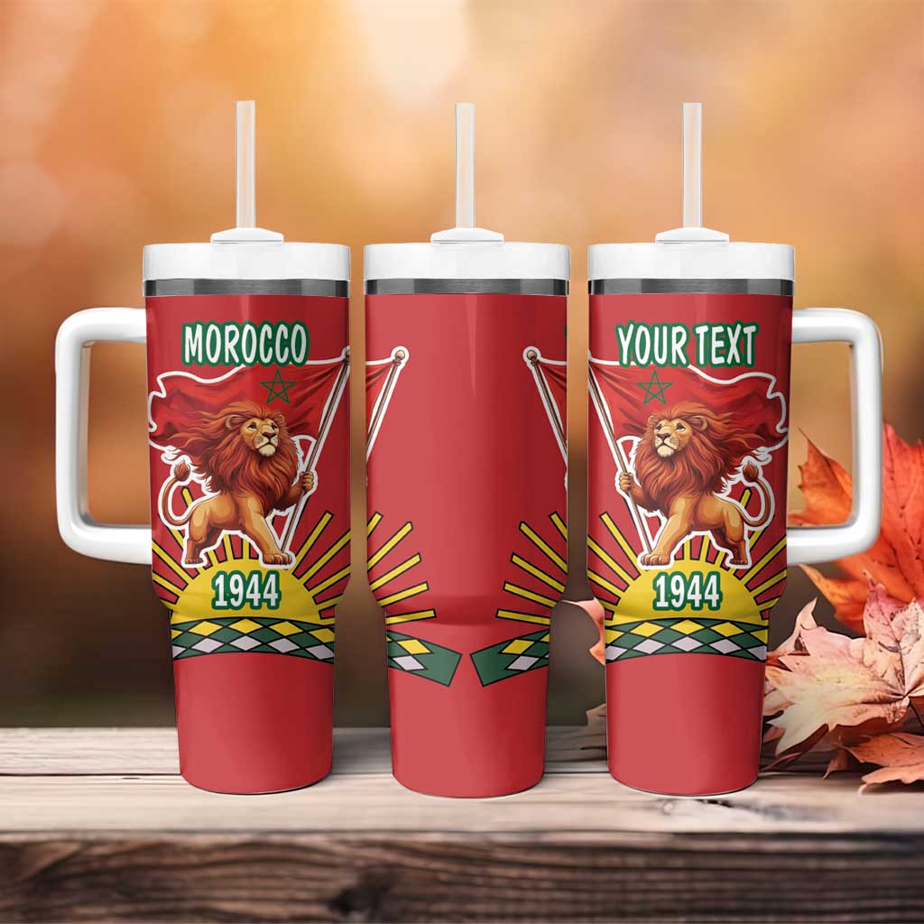 Personalized Morocco Proclamation Day 1944 Tumbler With Handle Barbary Lion With Flag - Wonder Print Shop