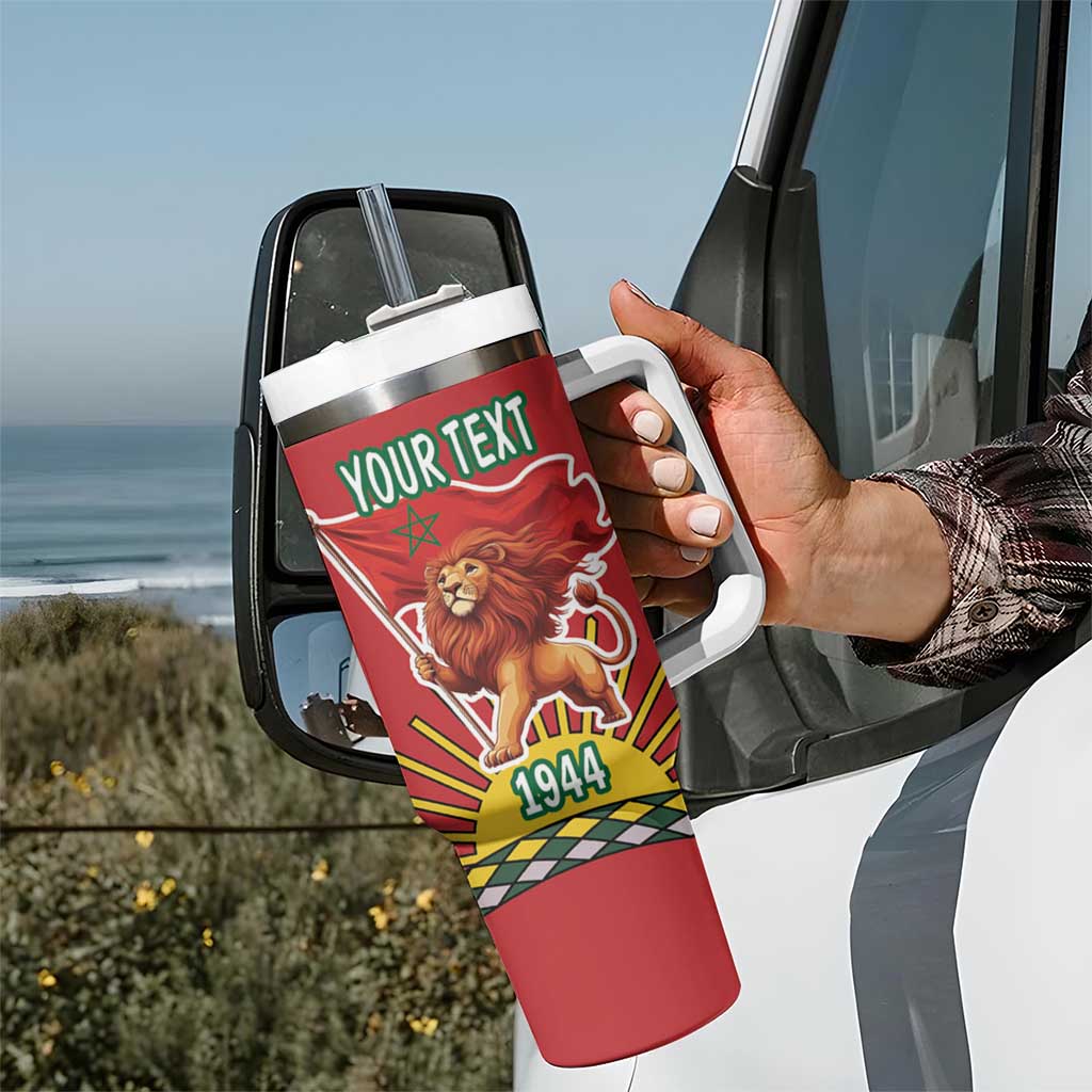 Personalized Morocco Proclamation Day 1944 Tumbler With Handle Barbary Lion With Flag - Wonder Print Shop