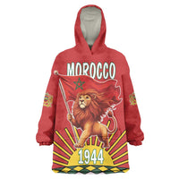 Personalized Morocco Proclamation Day 1944 Wearable Blanket Hoodie Barbary Lion With Flag - Wonder Print Shop