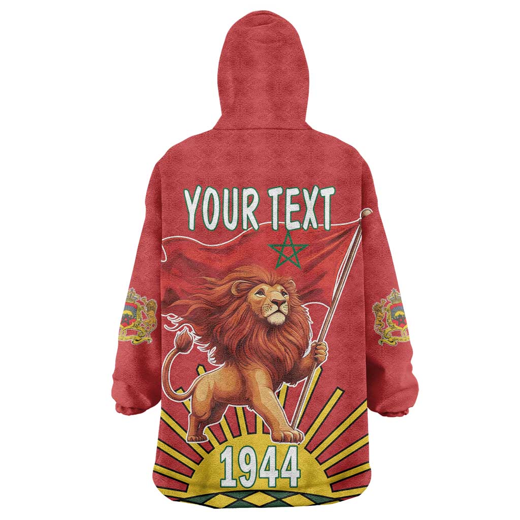Personalized Morocco Proclamation Day 1944 Wearable Blanket Hoodie Barbary Lion With Flag - Wonder Print Shop