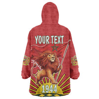 Personalized Morocco Proclamation Day 1944 Wearable Blanket Hoodie Barbary Lion With Flag - Wonder Print Shop